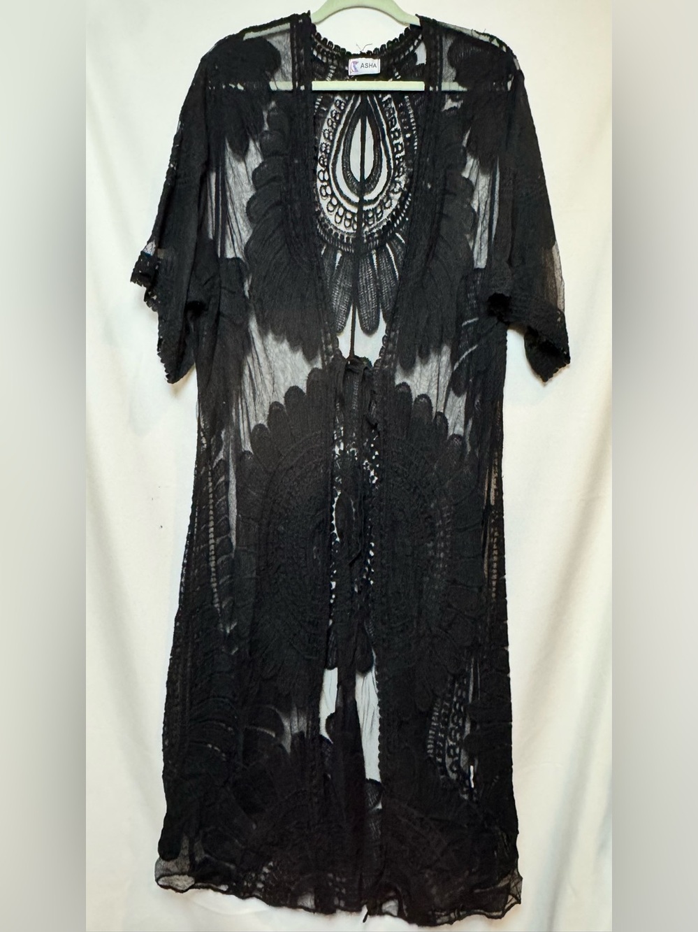 Black Crochet Lace Duster Kimono